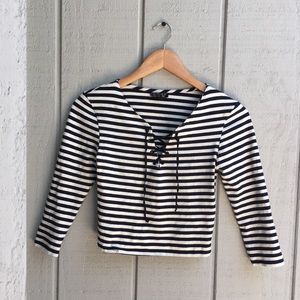 Cute Navy Stripped TopShop Top